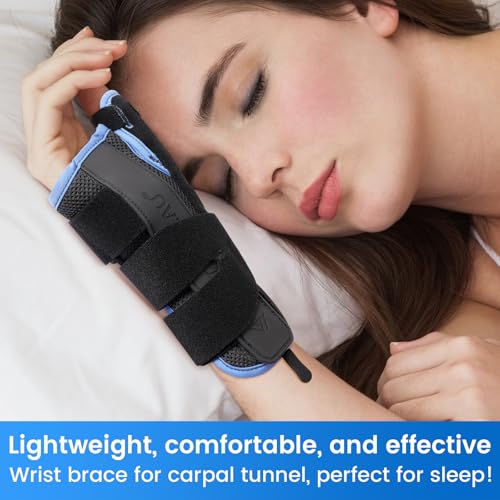 Velpeau Carpal Tunnel Wrist Brace with Thumb Support for Right and Left Hands, Thumb Spica Splint for De Quervain's Tenosynovitis, Sprain, Injuries, Tendonitis, Arthritis, Wrist Pain (Left Hand, L)