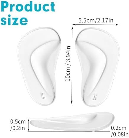 COMNICO 3 Pairs Arch Support Inserts Self-Adhesive Soft Gel Insole Arch Pads Transparent Silicone Reusable Sandals Shoe Insoles for Plantar Fasciitis Relief Flat Feet Flip Flops High Heel Arch Pain