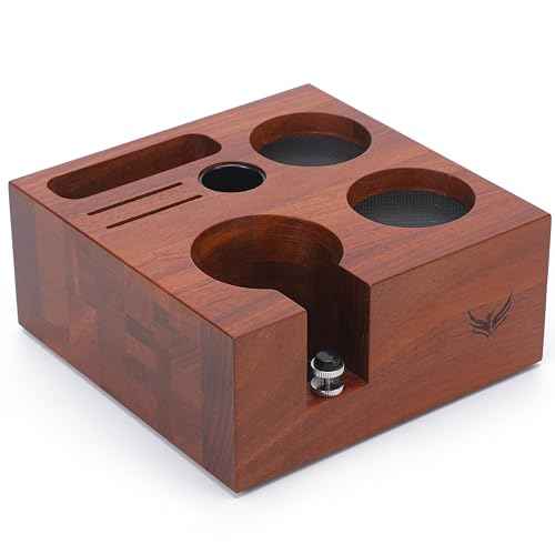 54mm Espresso Tamping Station Rosewood ? Premium Organizer for Breville Espresso Machine Accessories Holder for Tamper, Funnel, WDT, Puck Screens, RDT | Barista Station Box