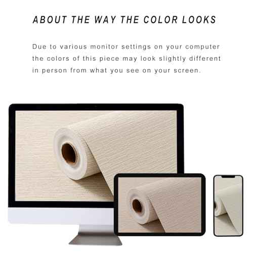 Grasscloth Peel and Stick Wallpaper 20.8"x394" Cream Thick Fabric Textured Linen Classic Faux Grassweave Neutral Removable Wallpaper Vinyl Film Roll for Home Use