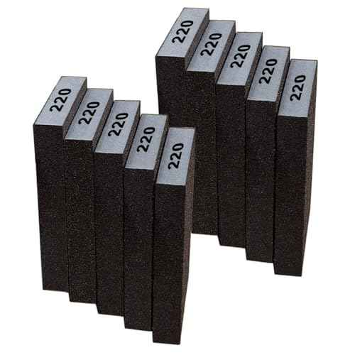 Fine Sanding Block Sandpaper Sponge - 10Pcs 220 Grit Sand Paper Blocks for Wood, Metal, and Drywall