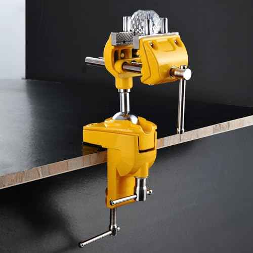 Bench Vise, 360¡Æ Swiveling Articulating Vise, Clamp-On Vise for Workbench, Cast Steel Table Clamp Vise, Pipe Vise, Bench Vice for Woodworking, DIY, Drilling, Sawing, Metal Working