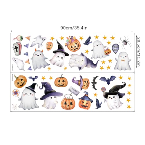 Halloween Wall Decals Cute Ghost Pumpkin Wall Stickers Halloween Party Decorations Peel and Stick Removable Vinyl Wall Art for Bedroom