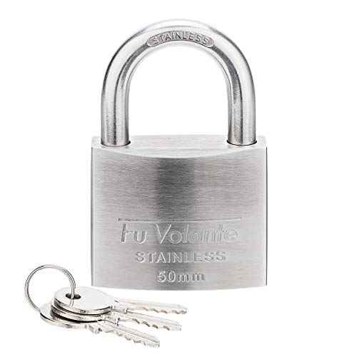 Stainless Steel Pin Tumbler Padlock, 304 Marine Series, Weatherproof Padlock for Outdoor use, 2 inch Wide Body, Keyed Different - Stainless Steel Body & Shackle