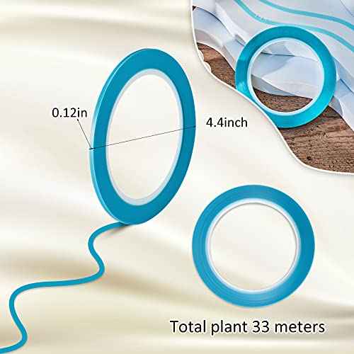5 Rolls of Vinyl Tape Masking Tape Automotive Car Auto Paint for Curves, High Temperature Vinyl Low Tack(1/8 inch,Blue)