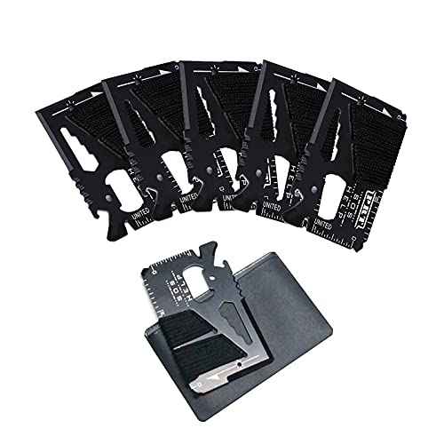 14 in 1 Beer Opener Survival Card Tool,Credit Card Sized Wallet Multitools Gift for Men & Gadgets Tactical Survival Tools (5 PCS)