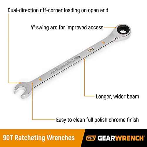 GEARWRENCH 12mm 4 Degree Swing Arch 12 Point Ratcheting Combination Wrench - 86912