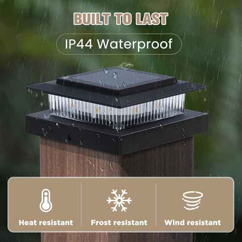 Post Cap Lights 16pack, 4x4 Deck Fence Post Solar Lights Outdoor with Warm White Lighting,Black Waterproof Solar Post Lights for Vinyl/Wood Posts to Decorate Fence, Deck,Garden, Patio