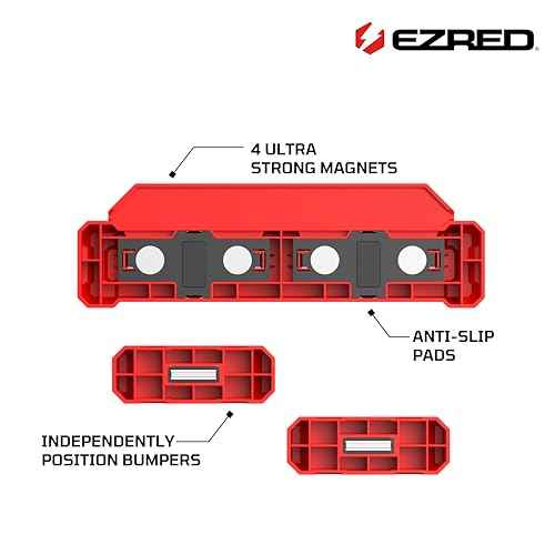 EZRED EZRH4 Magnetic 3/8" Ratchet Holder, Red, Holds 4 Ratchets