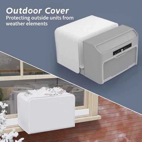 Flamorrow Outdoor Air Conditioner Cover and Indoor Air Conditioner Cover with Bag for U-Shaped Window AC Unit, Dustproof & Windproof Window AC Covers for Outside & Inside Unit Full Coverage Protection