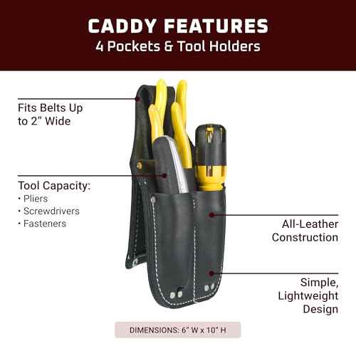 Occidental Leather Pocket Caddy - Black - 4 Pockets & Tool Holders - Belt Compatibility Up to 2" Wide - Lightweight - Made in USA