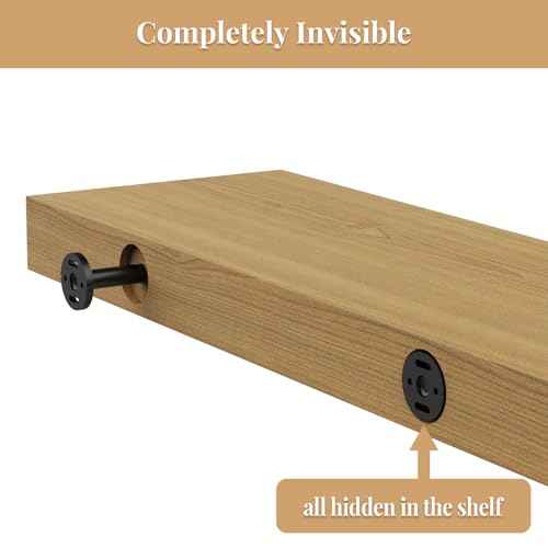8pcs Wall Shelf Brackets Heavy Duty Floating Shelf Bracket Hidden,Invisible Black Shelving Brackets Decorative Floating Shelf Hardware Heavy Duty,Metal Shelf Support Bracket (8 inch-8pcs)