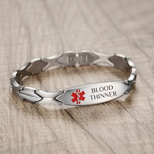 LinnaLove 7 1/2 inch Medical Alert Bracelets for women Stainless Steel Fashion Medical Bracelets Personalized Engraving