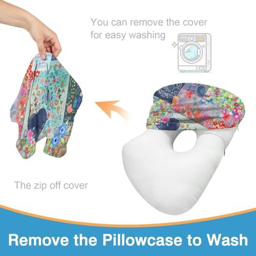 Ear Piercing Pillow for Side Sleepers with Washable Cover Pillows with Holes for Ear Pain,Donut Pillow for Adults CNH Ear Pain Relief Pressure Sores Ear Pillow with Hole in Center