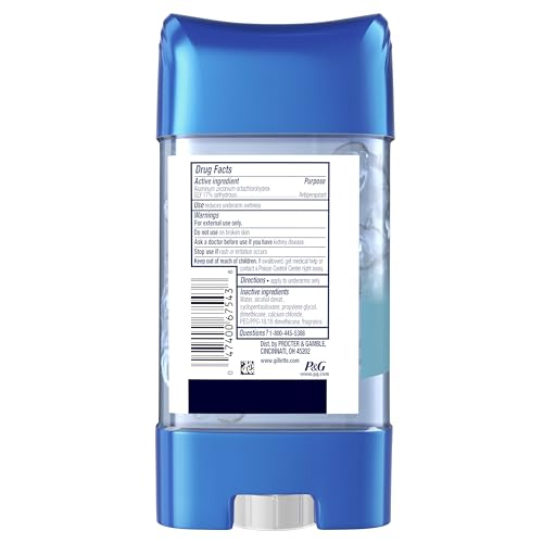 Gillette Antiperspirant and Deodorant for Men, 72hr Clinical Strength Sweat & Odor Protection, Long Lasting Freshness, Anti-White Mark Technology, Clear Gel, Cool Wave Scent, 3.8 oz (Pack of 4)