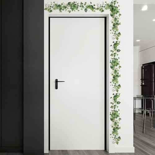 Green Leafy Vine Wall Decals Green Plants Leaves Wall Stickers Removable Peel and Stick Vinyl Art Mural Decals for Living Room Bedroom Classroom Kitchen Wall Decor