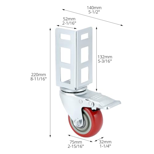 QWORK Storage Rack Caster Wheels, 4 Pack 3" Heavy Duty 500 lb. Max Total Capacity Storage Shelf Accessories, Fit for Boltless Self Locking Shelving Racks