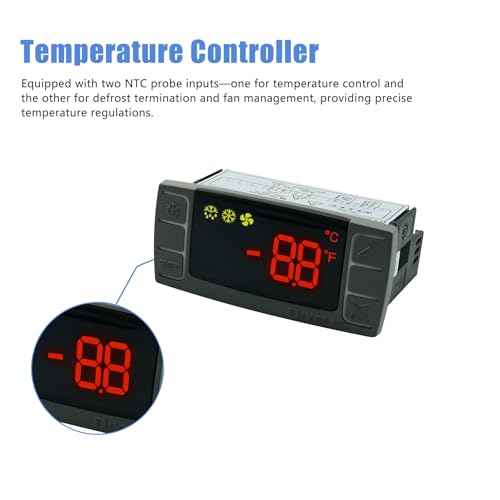 Temperature Controller XR06CX-4N1F1 Fit Commercial Refrigerators/Freezer 120V 50-60Hz Replace for Dixell Programmable Temperature Controller with Temperature Sensing Probe