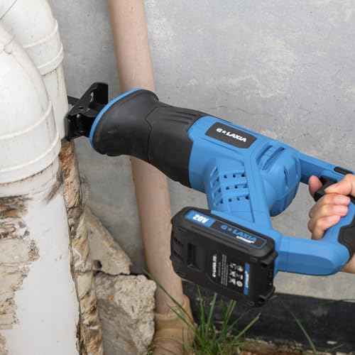 Reciprocating Saw, 20V Cordless Reciprocating Saw with 2.0Ah Battery and Fast Charger, 0-3000RPM, Tool-Free Blade Change, 5Pcs Blades for Wood, Soft Metal, PVC Pipe Cutting