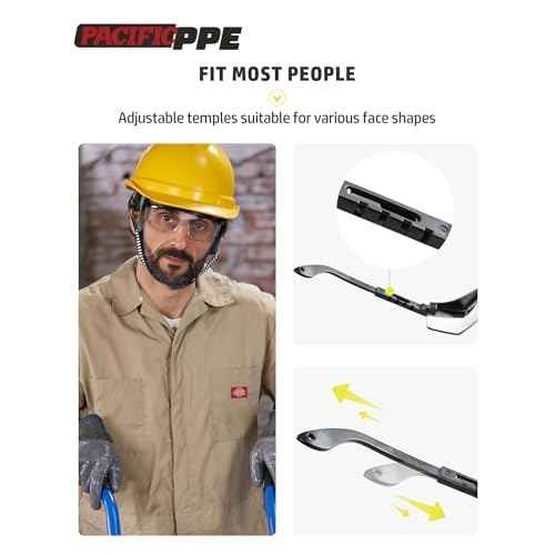 PACIFIC PPE 2 Pack Safety Glasses for Men and Women, ANSI Z87 Anti-fog Eyewear with Scratch Resistant Clear Wraparound Lenses, Adjustable Lab Goggles, UV Protection