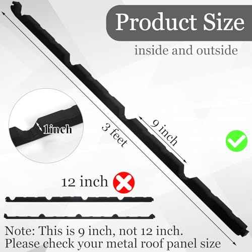 35 Pcs 9 in Metal Roofing Foam Closure Strips Panels 3 ft Long Inside Outside Classic Rib Profile Roof Closure Strips for Insulation Weather Barrier and Noise Moisture (Exterior)
