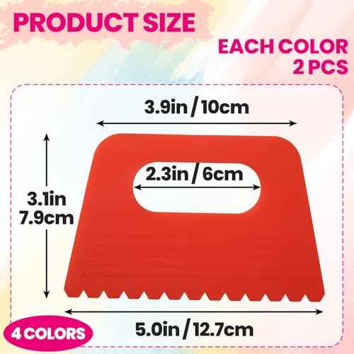 8pcs Paint Scraper Kits, 4 Styles Plastic Scraping Tools for Oil Painting, Reusable Texture Art Painting Supplies for Drawing, DIY Crafting - 4 Colors