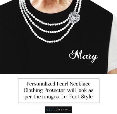 Women's Waterproof Adult Bib with Embroidered Design, Reusable, Washable Pearl Necklace (Personalized)