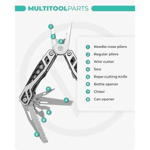 Multi Tool with Universal Socket - 22 in 1 Stainless Steel Multipurpose Tool with Saw, Pocket Knife, Wire Stripper & More - Small Tools for DIY Enthusiasts, Hobbyists, & Professionals by DrFriedels