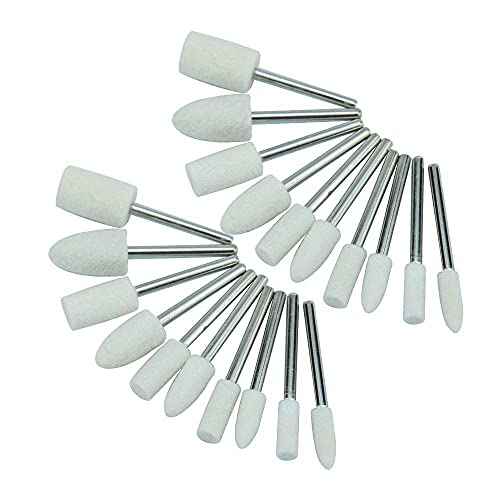 Luo ke 20 Pieces Compressed Wool Polishing Wheels Wool Felt Grinding Bits Buffing Tips with 1/8" Mandrel for Rotary Tool(Sanding Diameter : 4mm / 6mm / 8mm / 10mm / 12 mm)