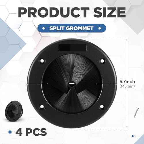 4 Pack 4" Round Brush Grommet Large Split Grommet Raised Floor Airflow Management for Home Data Center Wall Floor Cable Management