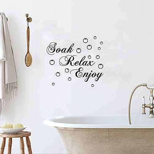 ADECALS Soak Relax Enjoy Wall Decal, Black Vinyl, Typographic Quote Wall Art for Home Bathroom (23.6''x11.8'')