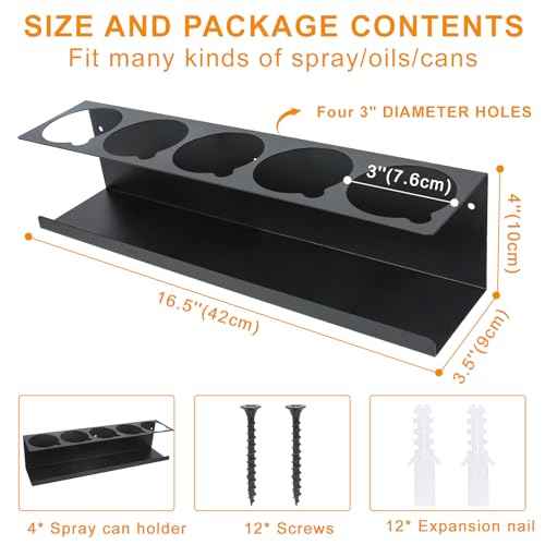 Aerosol Spray Can Holder Rack 4 Packs, Spray Bottle Organizer Wall Mounted Heavy-Duty Steel Paint Bottle Storage Rack for Garage and Workspace