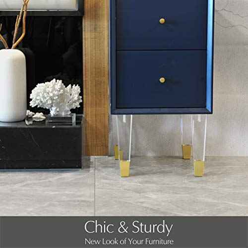 JEREVER Acrylic Furniture Legs Replacement Cabinet Feet Modern Clear Decor DIY Legs Square Style Set of 4 (7.8inch Square)