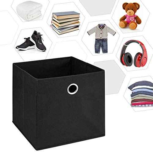 i BKGOO Foldable Storage Cube Drawer Bins Collapsible Fabric Storage Boxes with Round Metal Grommets for Organizing Shelf Nursery Home Closet 4Pack&6Pack 11x11x11 inch (6 Pack Black, 11x11x11 inch)