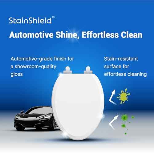 Pro Wood Toilet Seat Elongated, White, Magnetic Quick-Release Easy-Clean and Change, HushMotion Slow Close, StainShield High-Gloss Finish, Arch-Tite Never Loosens, Adjustable Fit, Secure Grip