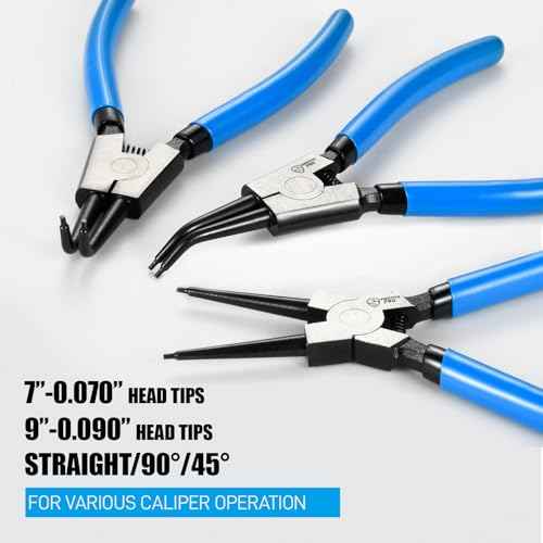 8 Piece Precision Snap Ring Pliers Set ? 7" & 9" Internal/External Circlip Pliers, 3 Angle Tips (0¡Æ 45¡Æ 90¡Æ), Heavy Duty CR-V Steel