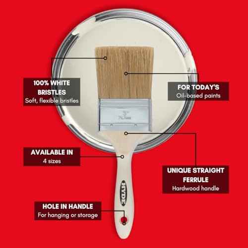 Hyde Extra, White Soft Bristle, Straight Paint Brush with Wood Handle, 2 Inch, 47381