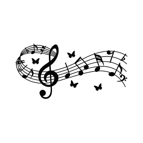 Music Notes Notation Band Wall Sticker Decal, Music Notation Wall Decal Removable DIY Vinyl Art Mural Wallpaper Home Decor Gift for Kids Bedroom Music & Dance Room ? Fashion & Eye-catching (22.5¡¿11 inch, Black)