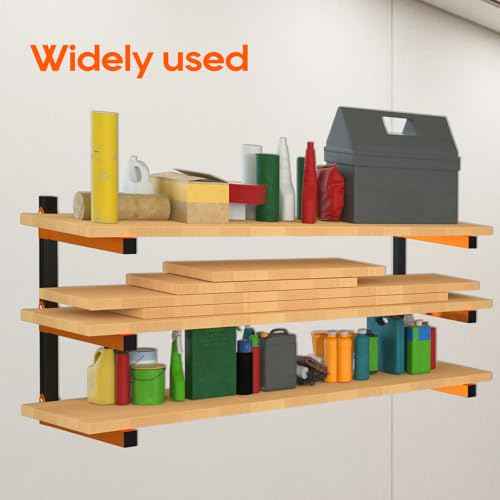 Heavy-Duty 3-Tier Wall Mounted Lumber Storage Rack | Metal Wood Organizer for Indoor & Outdoor | 4 Pack, Rust-Resistant
