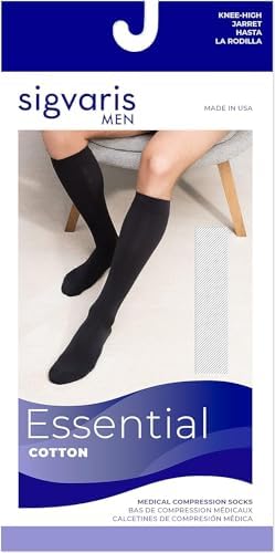 SIGVARIS Men’s Essential Cotton 230 Closed Toe Calf-High Socks 20-30mmHg