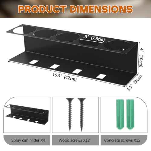 LEIFIDE 4 Pcs Spray Bottle Holder, Wall Mounted Spray Bottle Holder Rack, Mechanic Paint Can Organizer, Garage Wall Mount Shelf, Utility Storage Rack, Tool Storage