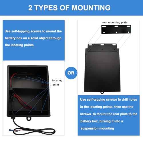 Steel Battery Box for Gate Opener, Holds 2 12V 7AH Lead-Acid Batteries (Not Included), Provide 12/24V