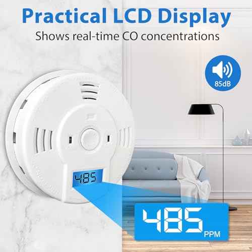 Shackcom Combination Smoke and Carbon Monoxide Detector, 5-Year Battery Smoke Alarm with LCD Display for Home, 1 Pack, White