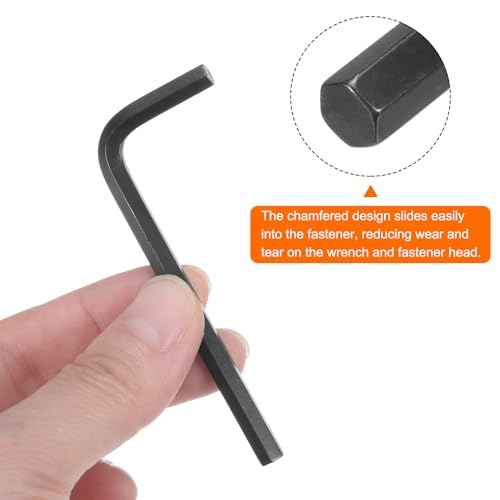HARFINGTON 10pcs Hex Key Wrench 3/16" L-Shape Hexagon SAE Wrenches Chrome Vanadium Steel Repairing Tool for Home Repair, Black