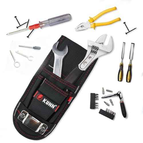 KUNN Small Tool Pouch with Belt Clip Utility 4-Pocket Pouch Holster Lightweight Small Tool Belt Pouches for Carpenters, Technicians