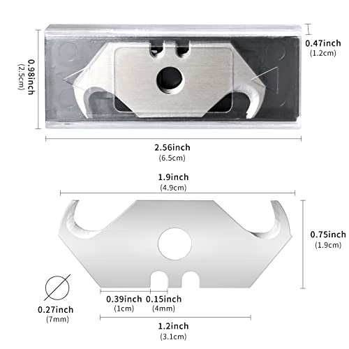 Hook Blades, 30 Pack Hooked Razor Blades, Utility Knife Blades, Box Cutter Blades, High Carbon Steel Standard Size Refill Blades, Heavy Duty SK5 Replacement Blades