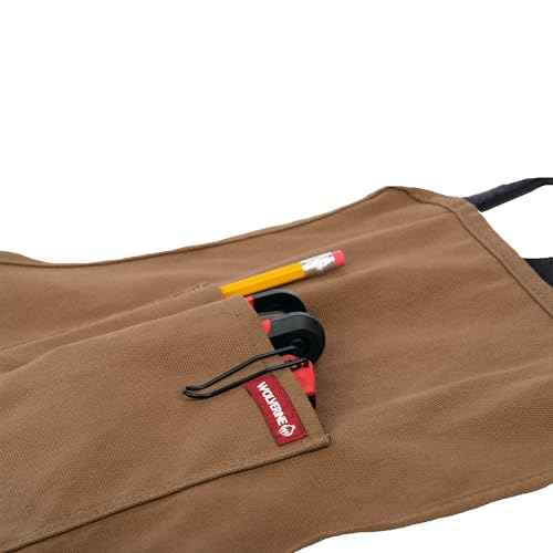 WOLVERINE Guardian Cotton Work Apron Durable & Comfortable for the Hardest Workers with Reinforced Pockets, Cross Strap Support and Quick Access Chest Pocket Brown