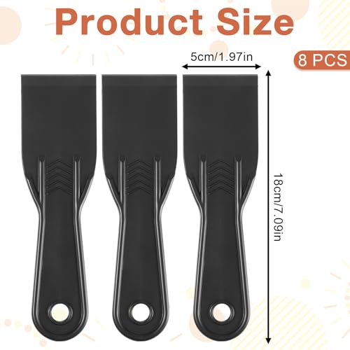 8PCS Plastic Putty Knives, Flexible Plastic Putty Knife Scraper, Black Paint Scraper Spackle Tool for Taping Drywall Wall Painting, Repairing Walls, Pasting Plaster