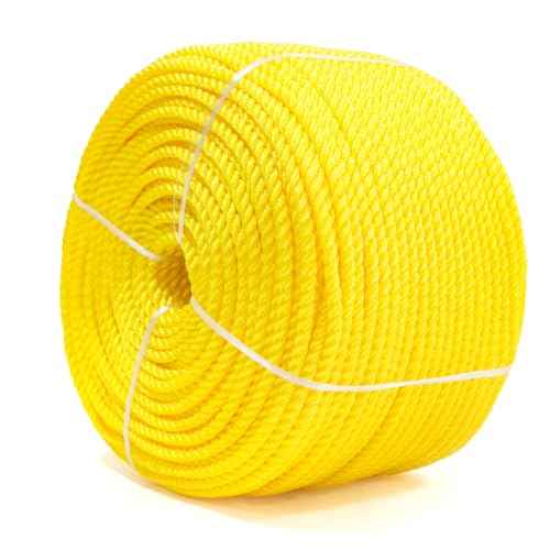 Polypropylene Rope 3/8 inch 500ft, All Purpose Yellow Rope, Floating Line, Camping, Flag Pole, Indoor & Outdoor, High Visibility, Lightweight