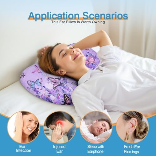 Ear Piercing Pillow for Side Sleepers with Washable Cover Pillows with Holes for Ear Pain,Donut Pillow for Adults CNH Ear Pain Relief Pressure Sores Ear Pillow with Hole in Center